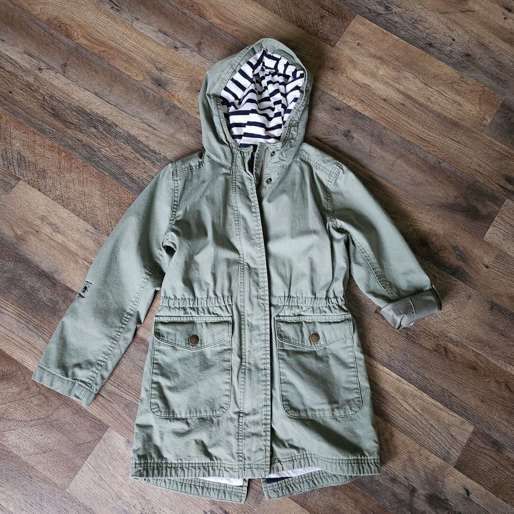 Gap Girls Size Medium Utility Canvas Parka Jacket. Olive GreenVery good used